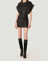 UJIN SHORT SLEEVE LEATHER MINI DRESS image number null